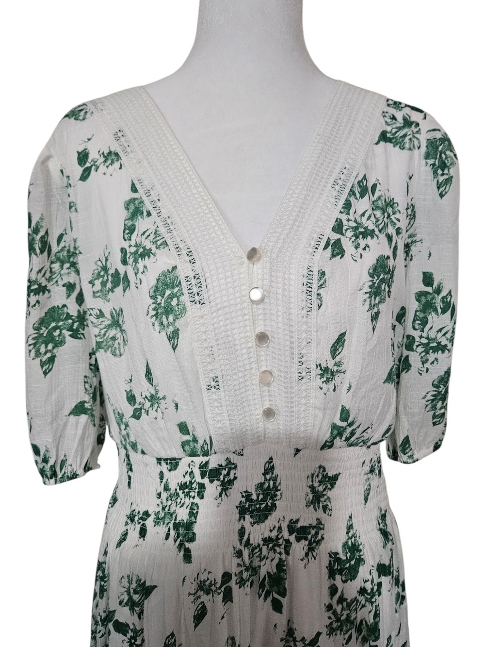 Green Floral V-Neck Maxi Dress - Picture 3 of 8